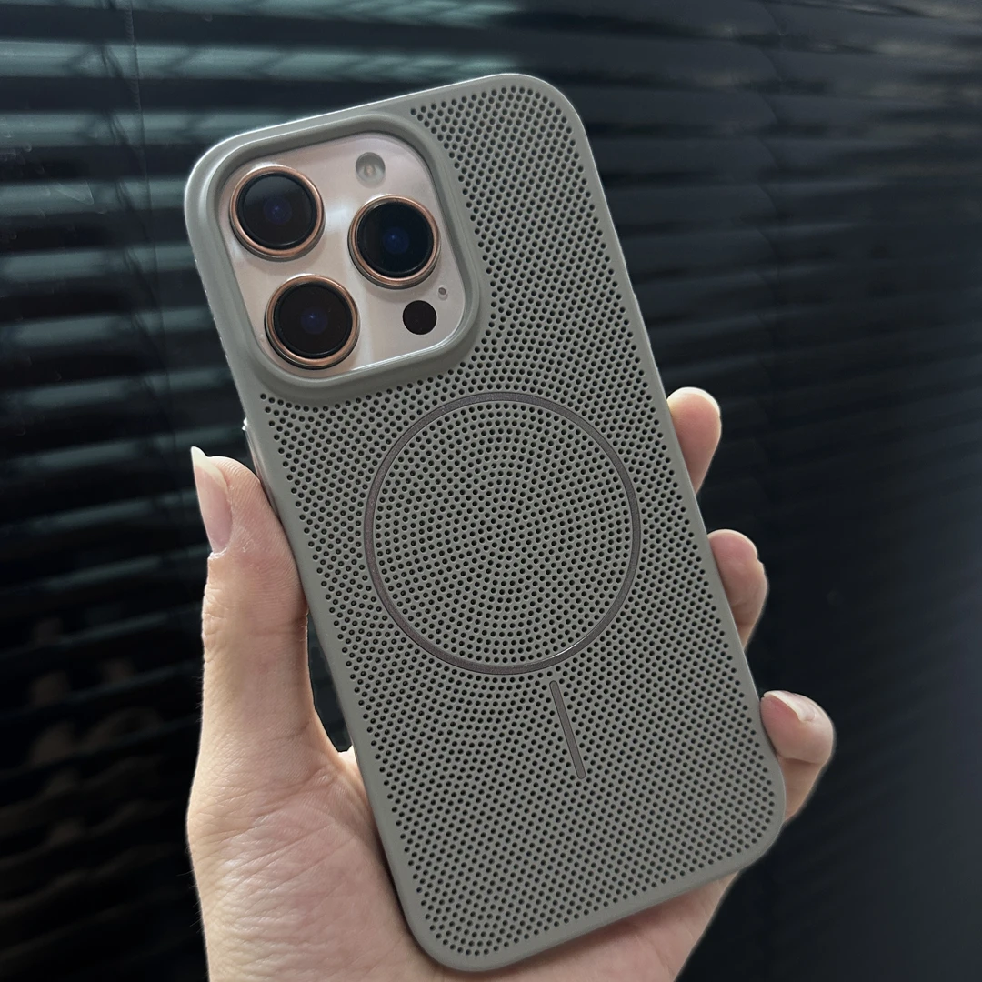 简约适用苹果17promax磁吸散热手机壳iPhone16/15Pro防摔透气硬壳