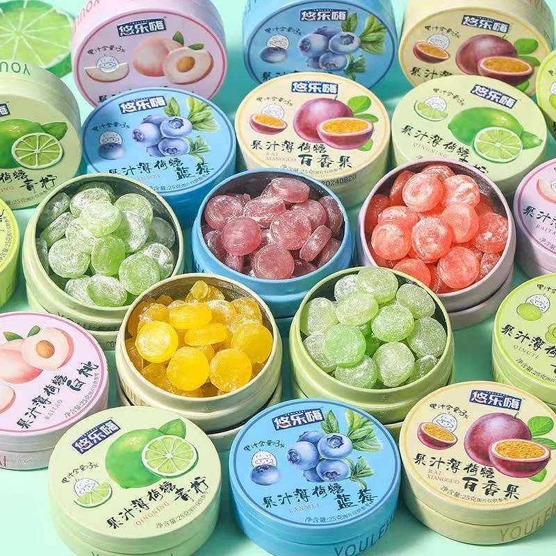 悠乐嗨果汁薄荷糖铁盒装多口味清凉糖社交清新休闲糖果零食大礼包