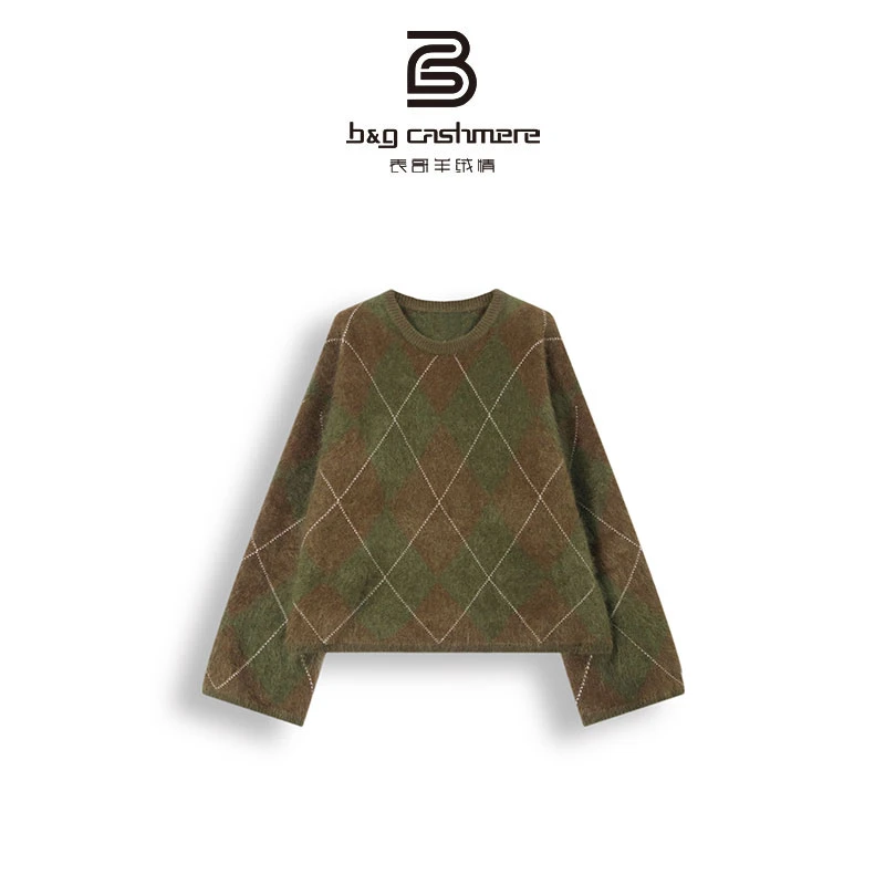 B&G CASHMERE【绿野仙踪】【米粒】时尚圆领设计拉绒套头衫