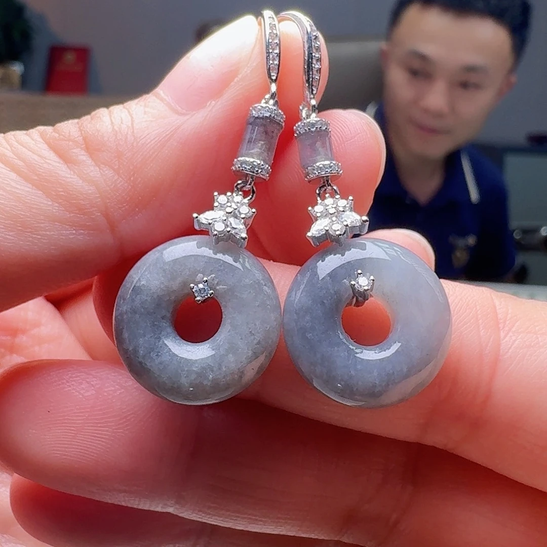 翡翠未镶嵌耳饰天然