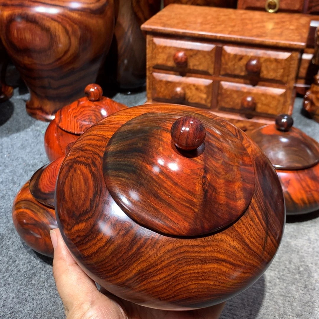 用***2木大红酸枝茶叶罐