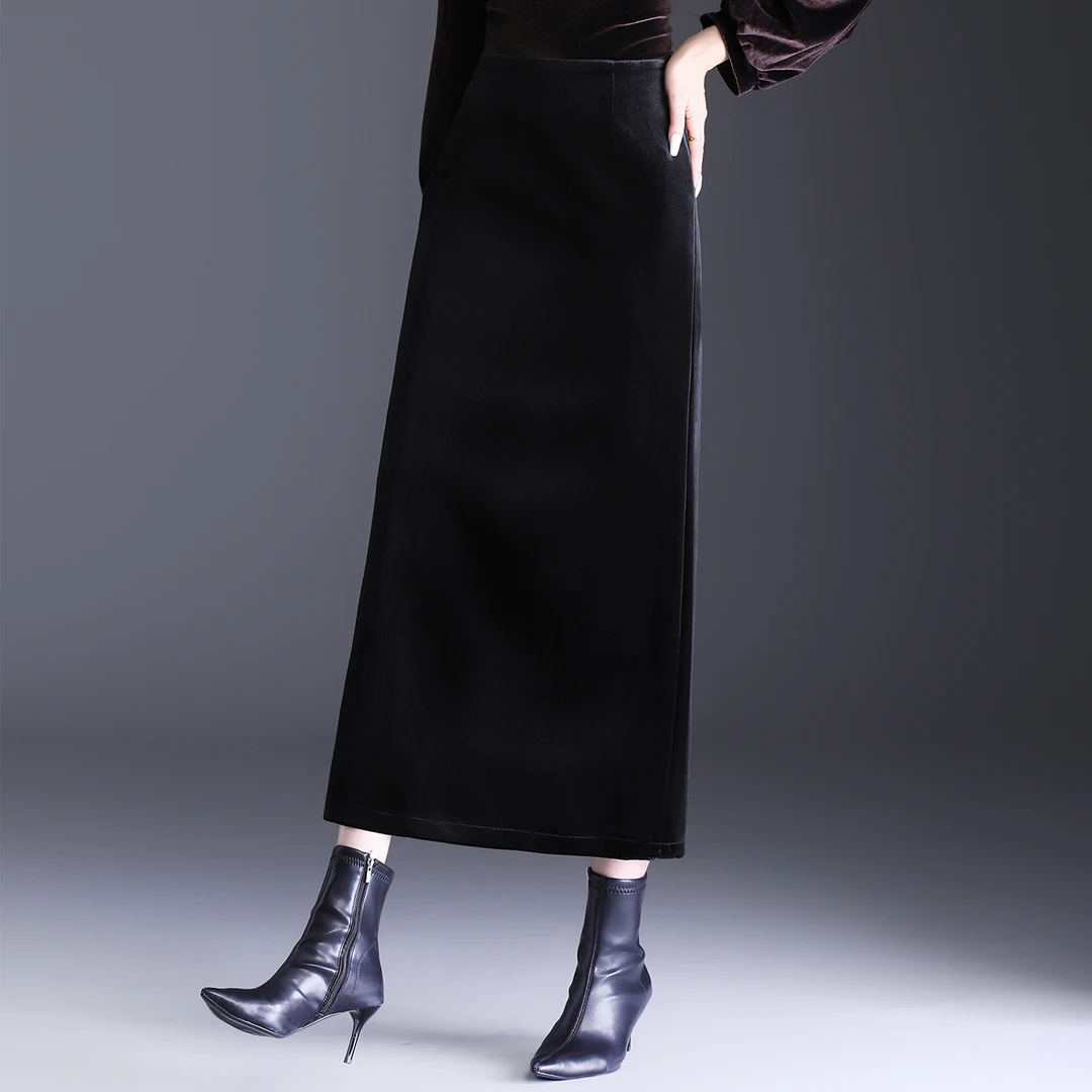 金丝绒半身裙气质高级感超好看直筒包臀裙女裙子秋冬2025新款长裙