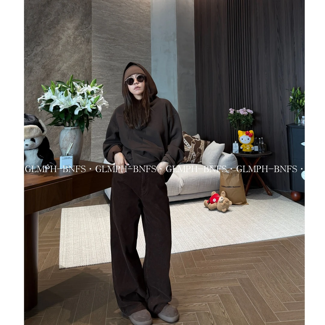 GLMPH-BNFS【M 复古】小众灯芯绒宽松直筒裤慵懒长裤-1299