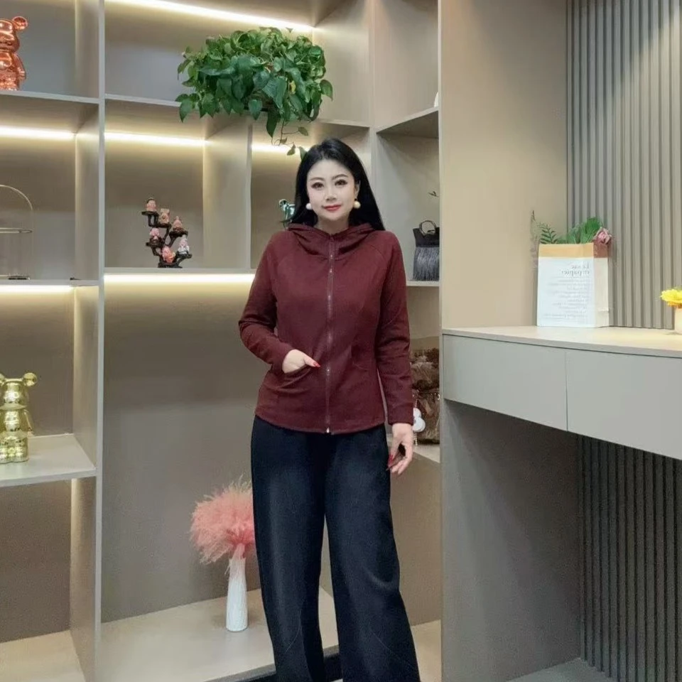 秋季小衫-千 25760 时尚潮流显瘦连帽拉链款设计胖MM大码女装新款