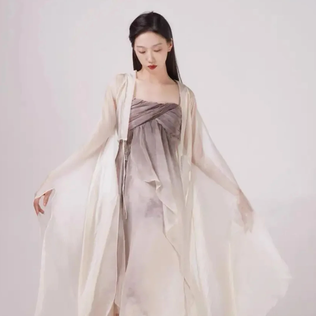 ｜万鹤千蝶｜与雾朝朝仙鹤吊带裙破烂大袖重工飘逸古风舞蹈