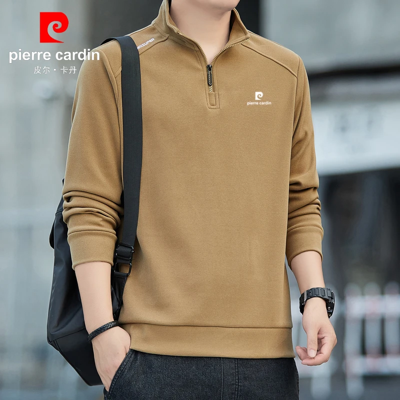皮尔卡丹卫衣男士春秋季薄款宽松立领半拉链运动休闲套头长袖上衣