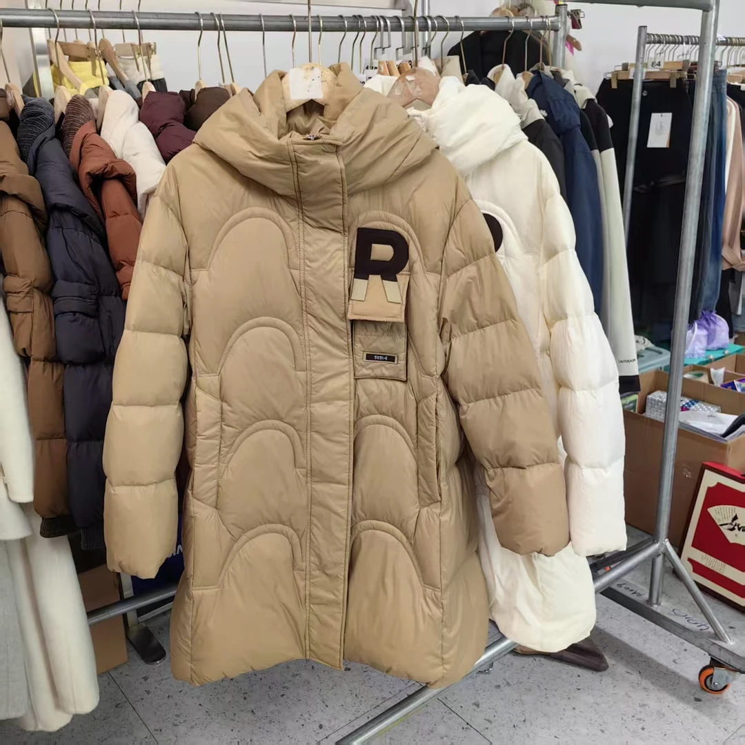 字母R中长款羽绒服外套女