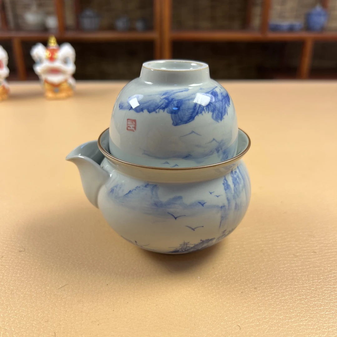 A0254(谨尚堂)复古轻舟山水底行手抓壶