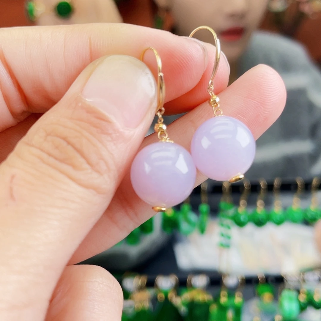 翡翠18K金镶嵌耳饰