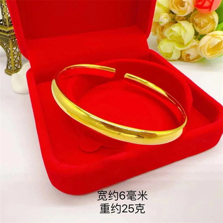 铜合金手镯 6mm亮面开口手镯简约实心