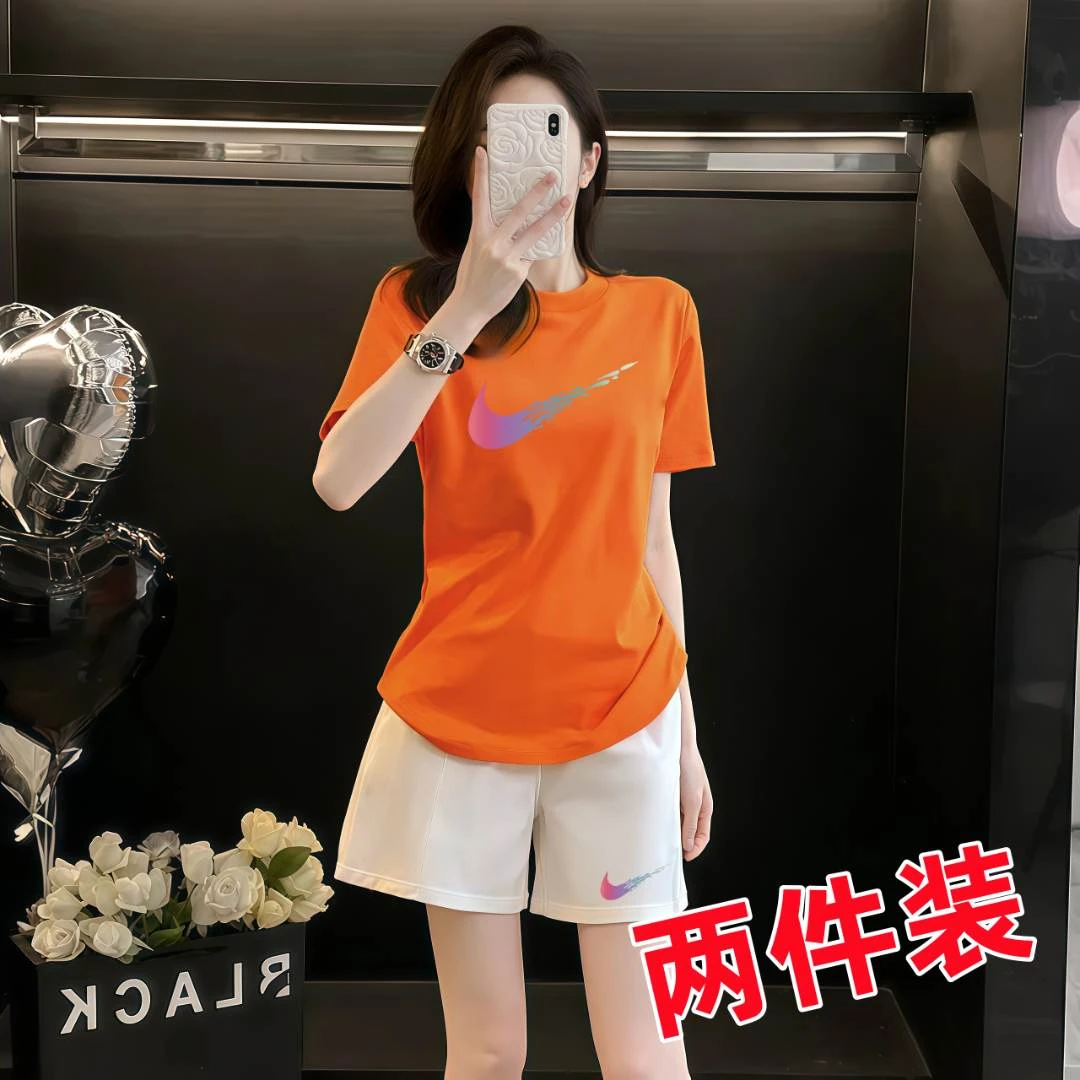 旗舰店奥特莱斯官方正品洋气套装夏季套装咏颖运动短裤两件ins女