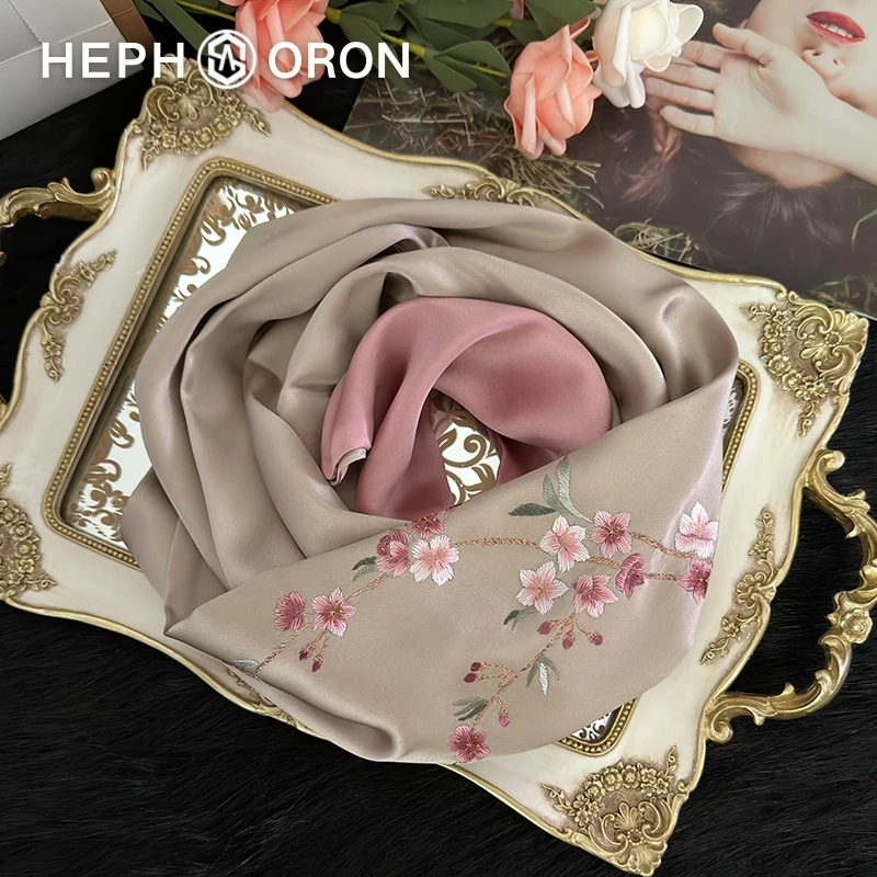 HEPHSORON苏绣丝巾礼盒送妈妈薄款百搭桑蚕丝真丝围巾