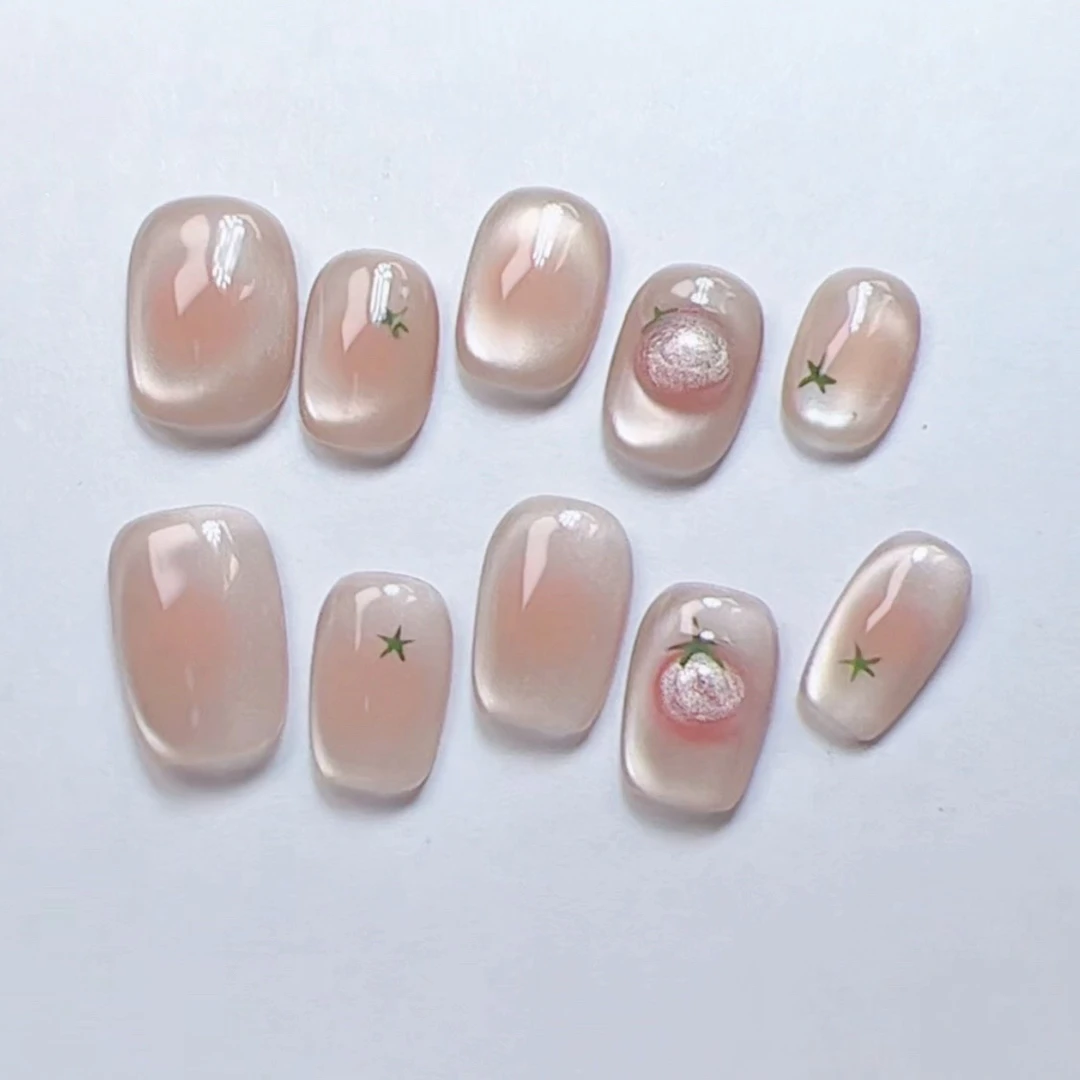 N柿柿如意 秋冬新款手工穿戴甲高级短款温柔气质显眼美甲