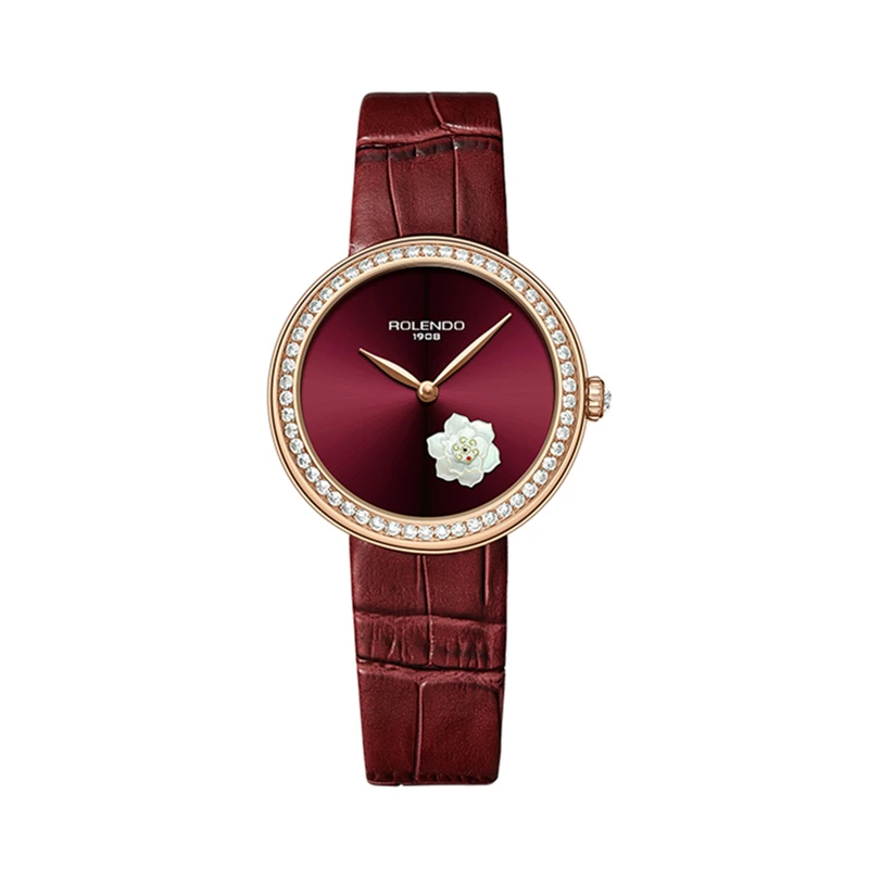 山茶花系列 轻奢女士全自动机械腕表时尚无字天书版镶钻款（小夏）