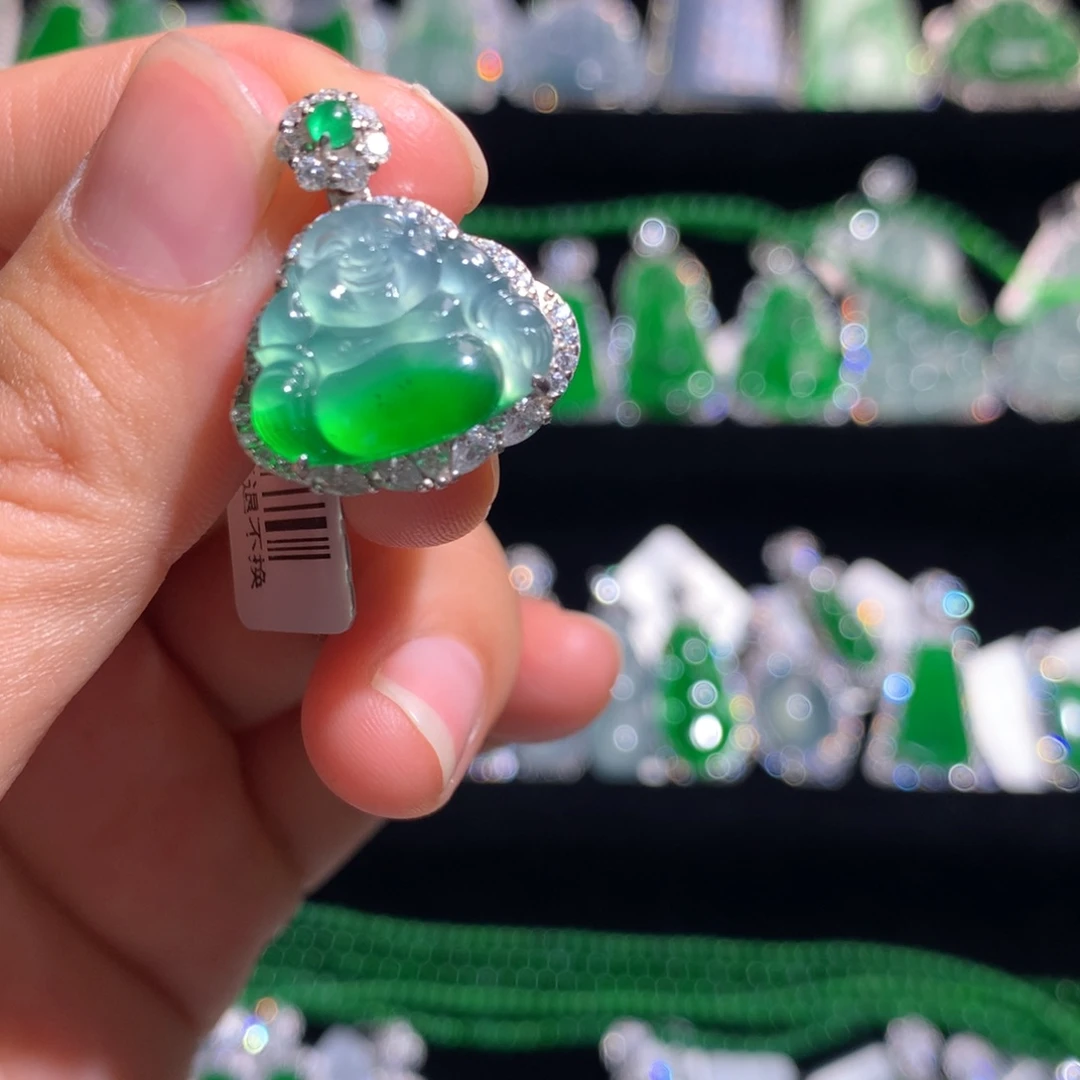 【闪购商品】翡翠银S925镶嵌颈饰天然翡翠