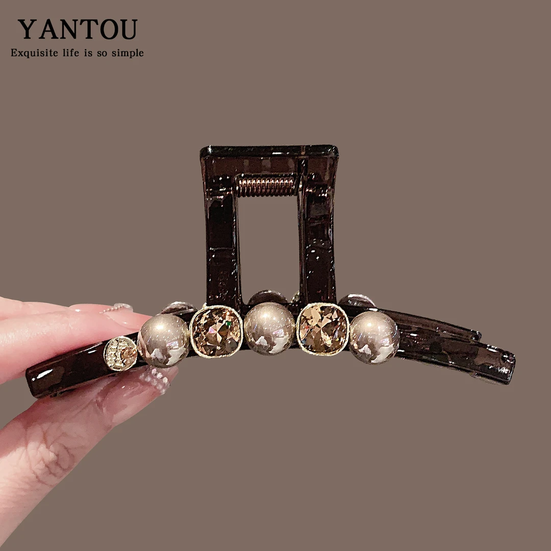 轻奢透色水钻抓夹大号显发量多高级感后脑勺盘韩系鲨鱼夹11227