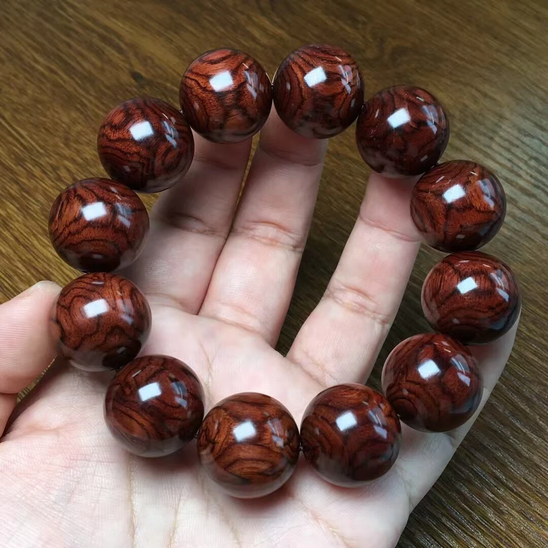 海南黄花梨2.0鬼脸X纹手串高性价比老料对眼佛珠配饰收藏木串