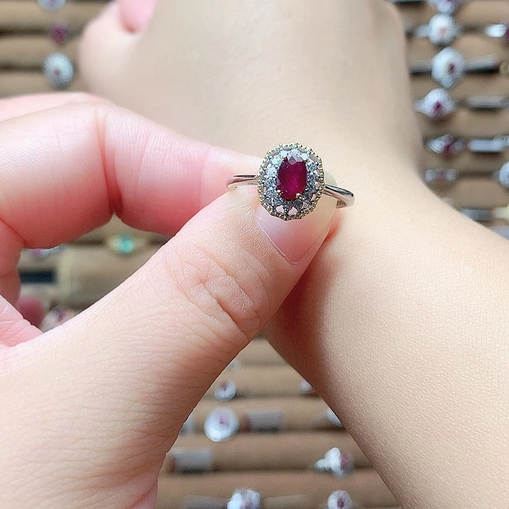 银S925镶嵌戒指红宝石