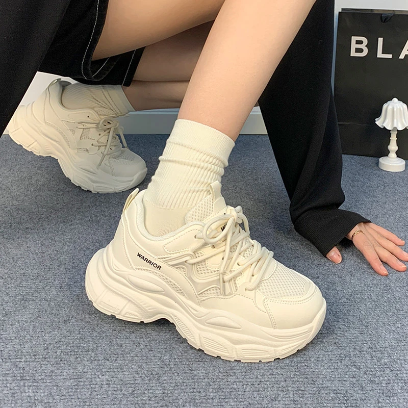 回力网面春夏季ins潮流老爹鞋女款学生轻便厚底白鞋休闲百搭增高