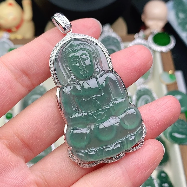 颈饰银S925镶嵌翡翠男*吊坠