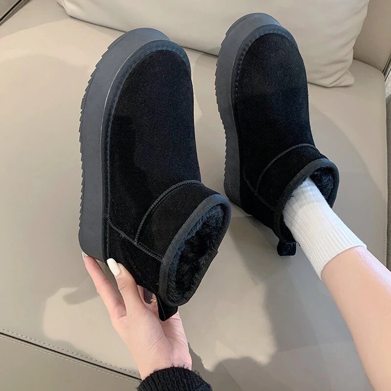 5218ins面包鞋女冬季新款加绒加厚百搭厚底保暖学生棉鞋