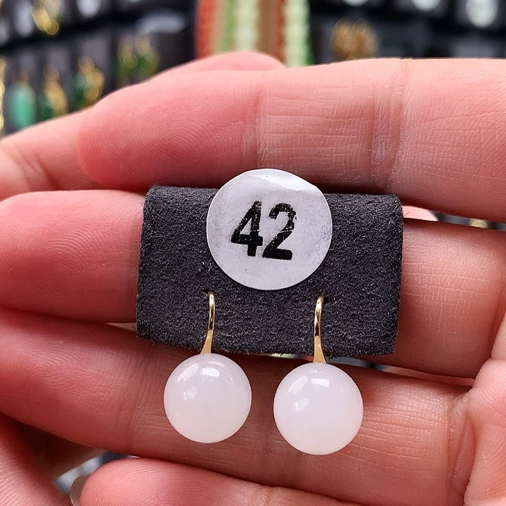 和田玉耳饰18K金镶嵌