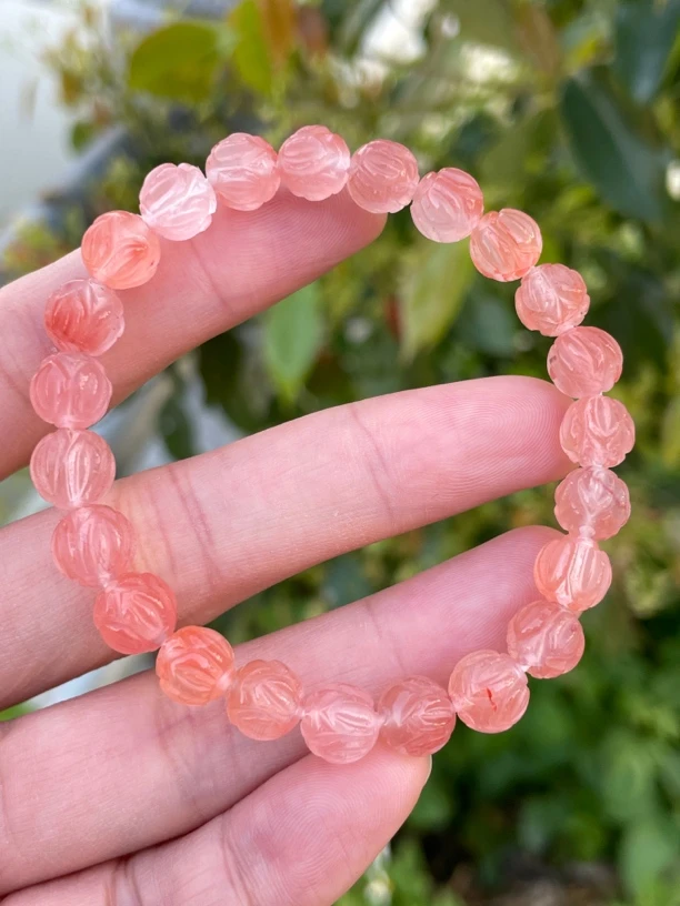 精品南红玛瑙莲花珠单圈手串，尺寸7.8mm，颜色冰粉干净