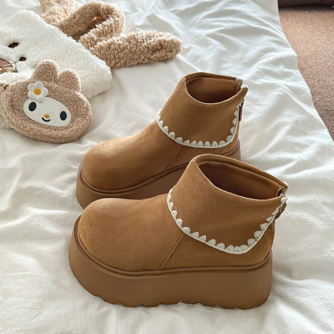 复古厚底增高刺绣小个子马丁靴女2025秋季新款百搭显瘦勃肯短靴子