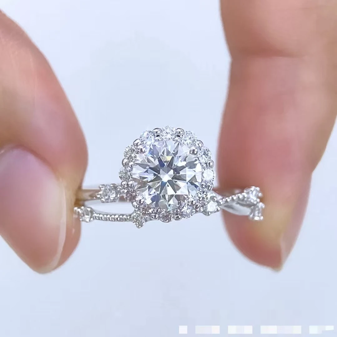 非金属莫桑石戒指 【亿莱.珠宝】女款浪漫星河 1CT 婚戒首饰