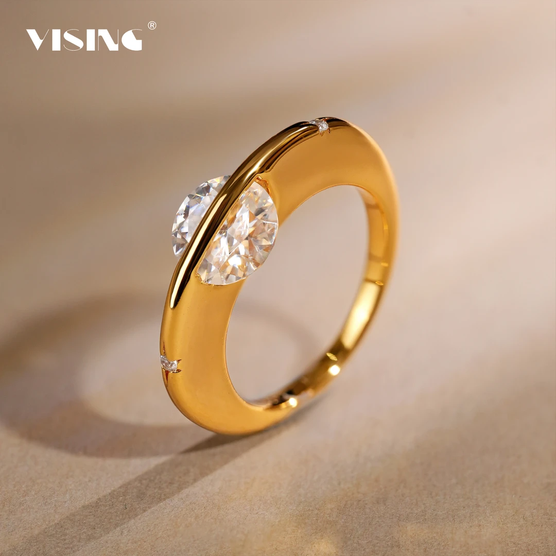 925银莫桑石戒指 【福利】VISING珠宝1.5克拉莫桑金色戒指s925银