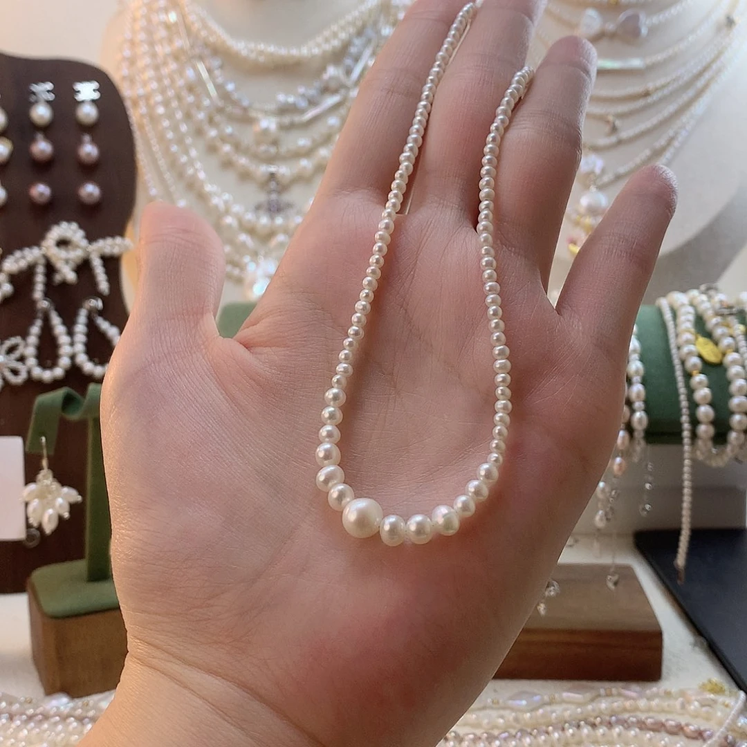 娇***杨淡水珍珠银S925镶嵌颈饰