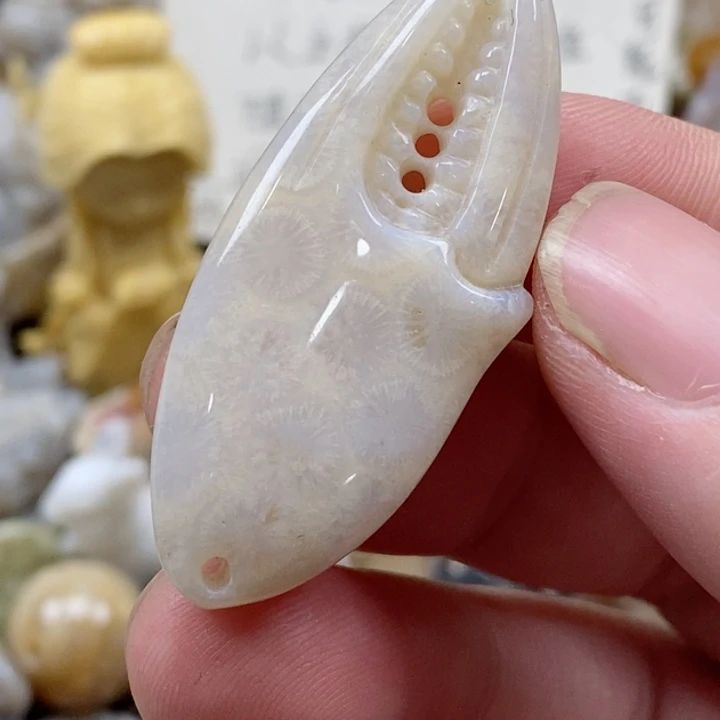 颈饰未镶嵌硅化珊瑚（珊瑚玉）