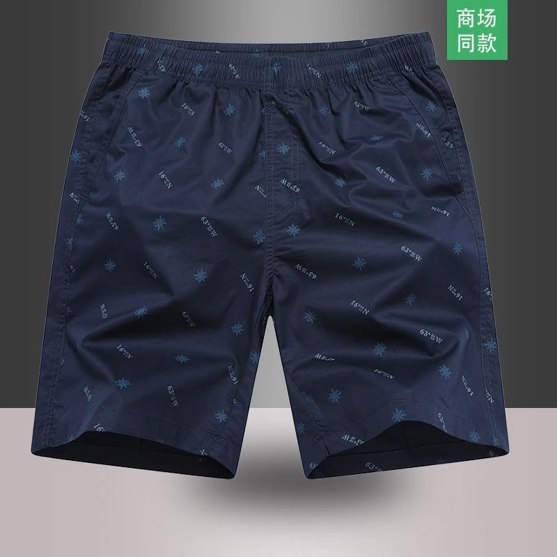 吸汗花纹夏季五分裤薄款透气短裤运动弹力时尚裤子外穿沙滩裤