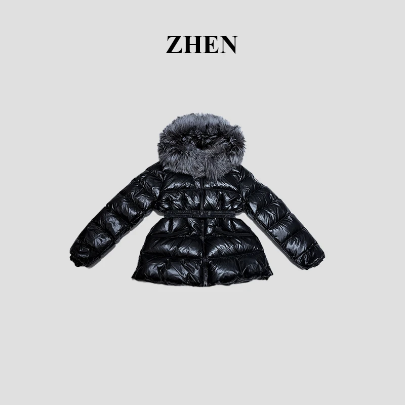 【ZHEN】25K02069 2025新款秋冬保暖羽绒外套进口狐狸毛设计师款