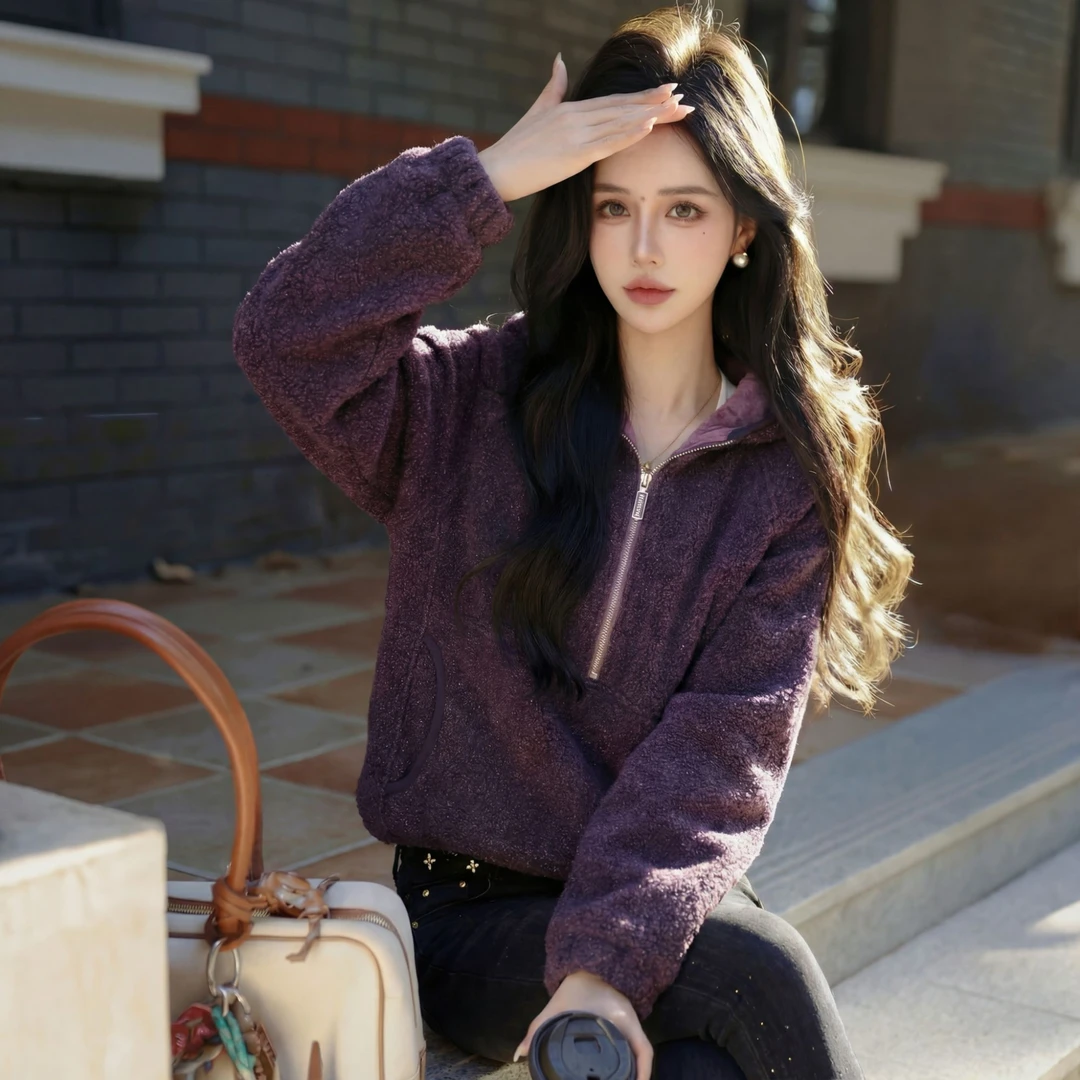 FANRUI/泛芮 「绒缎对撞」50羊毛撞色拉链设计感加厚短外套B19548