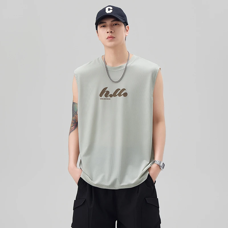 吸湿宽松男士T恤百搭港风运动无袖男装背心ins薄款男士夏季