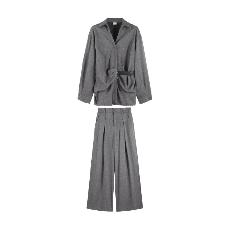 「巴黎腔调」2025春季法式褶皱收腰系带两件套HBZC917523 nnassa