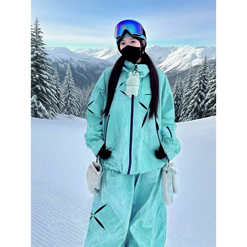 KSKM薄荷绿滑雪服套装女2025秋冬新款户外超好看加厚单双板雪服男