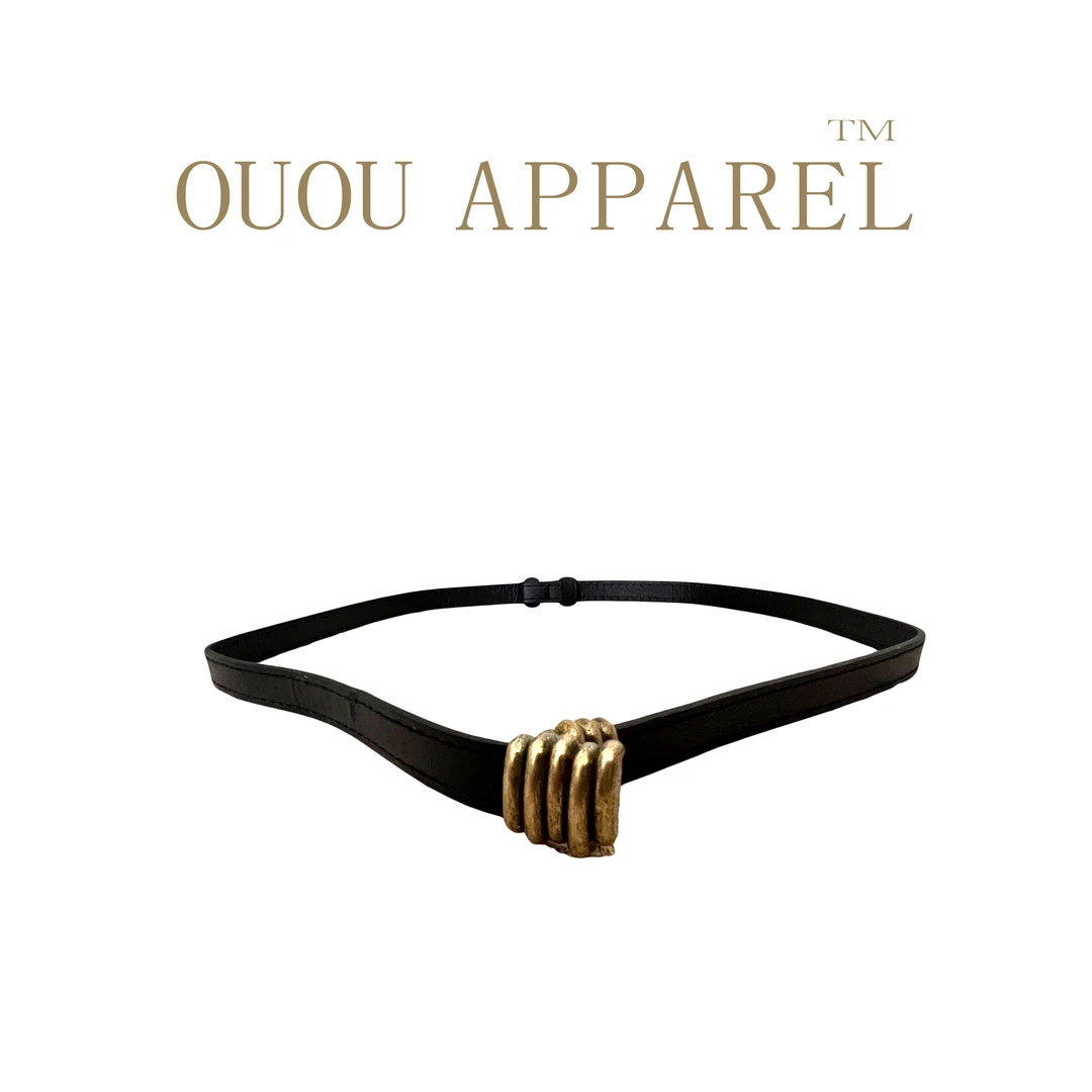 DAOU轻奢服饰高端时尚百搭连衣裙装饰牛皮腰带