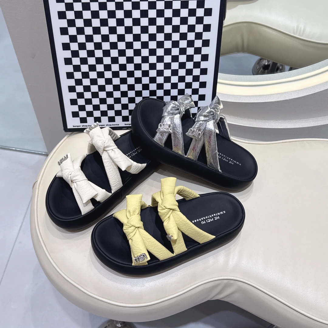 厚底增高蝴蝶结凉拖女鞋露脚趾时尚休闲拖鞋舒适百搭外穿