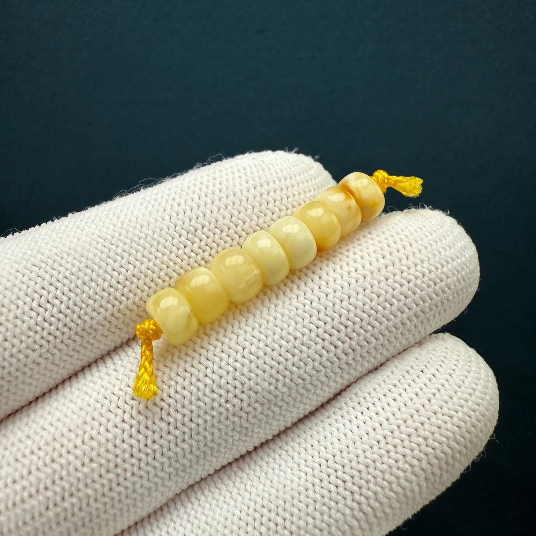 D1459【微瑕】天然原矿蜜蜡 隔珠6.3mm支持复检假一罚十