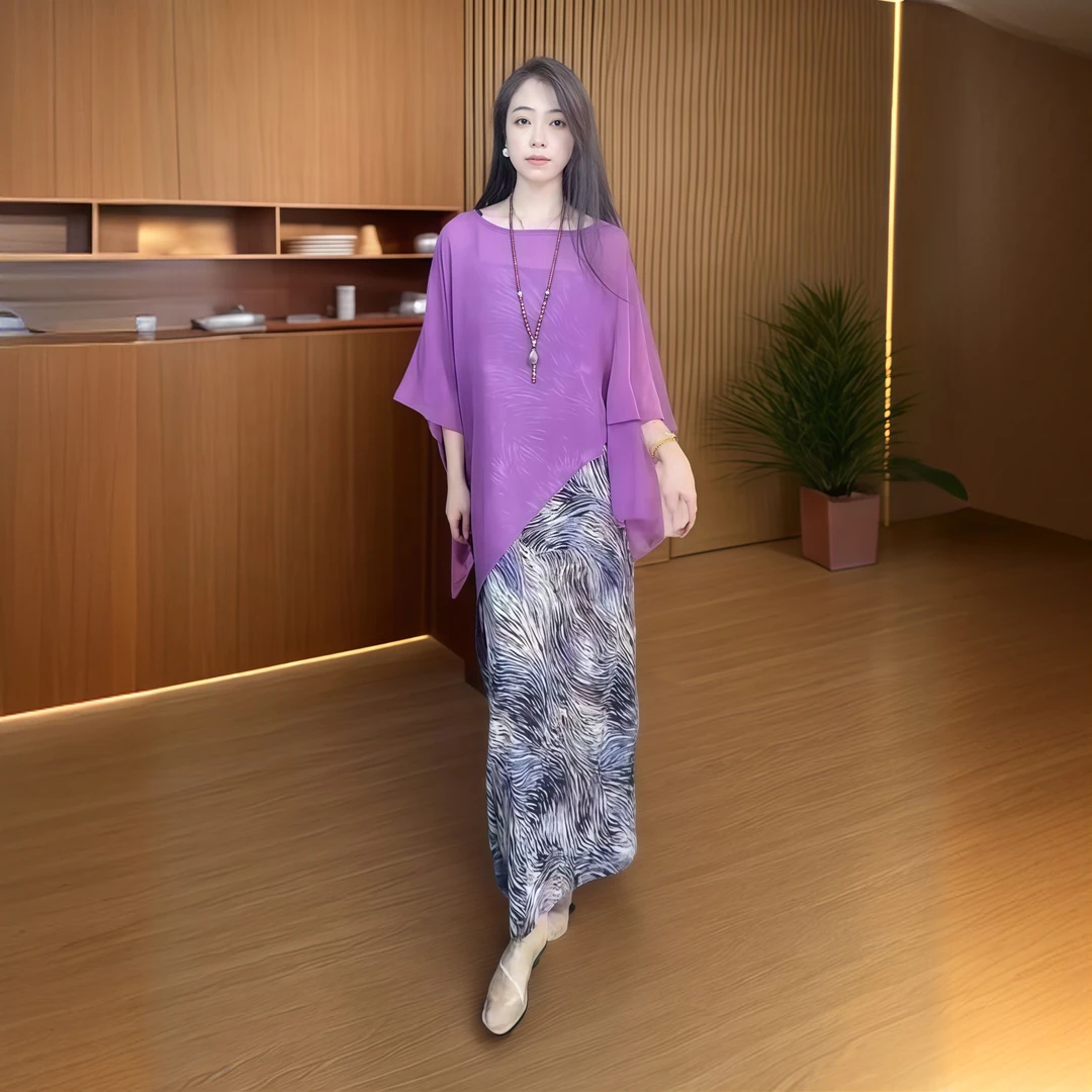 休闲时尚宽松紫色设计师夏季气质百搭轻奢不规则罩衫30002（紫色）