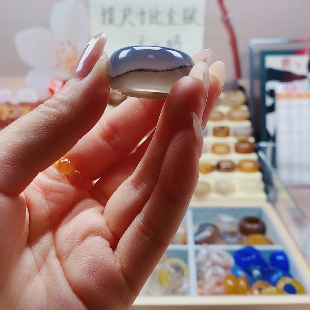 玛瑙/玉髓戒指未镶嵌梁*