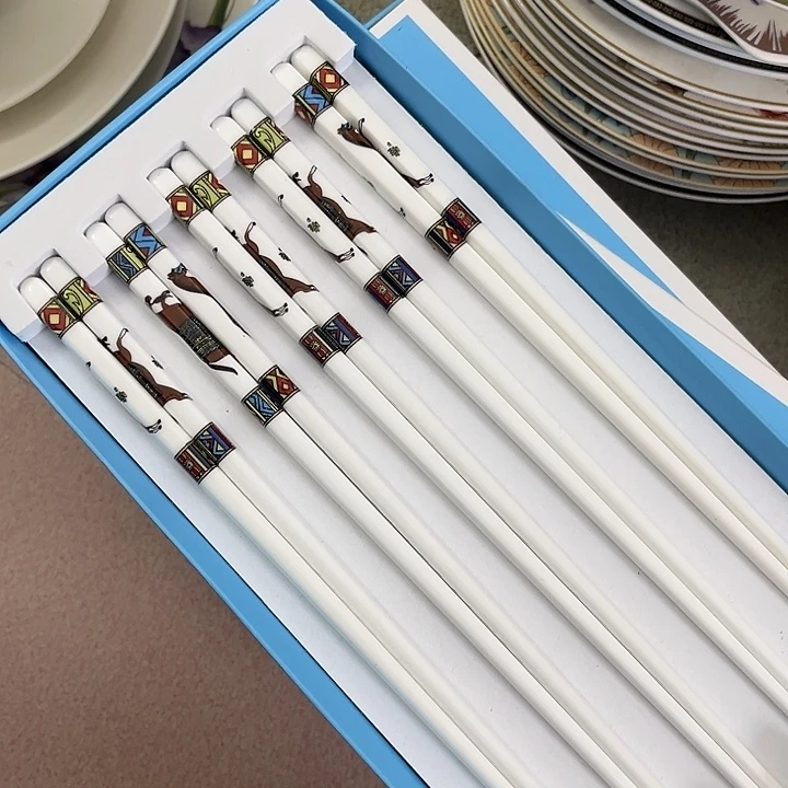 新骨瓷默认微暇，10双陶瓷筷子马