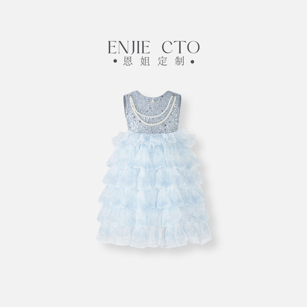 【恩姐定制】夏季童装女童蕾丝连衣裙无袖背心裙连衣裙ENCK416