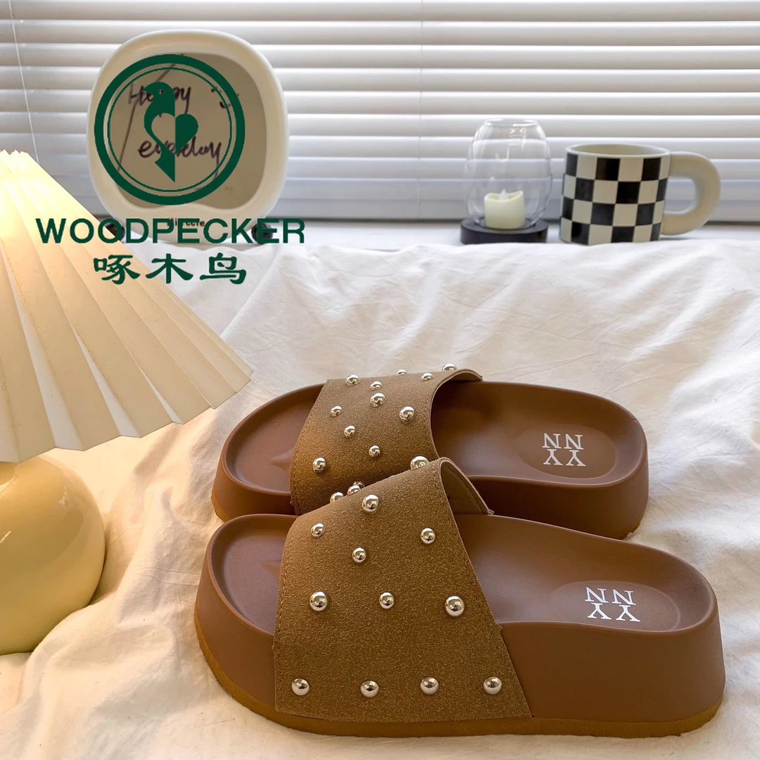 啄木鸟小个子厚底增高勃肯拖鞋女2025春夏季新款百搭一脚蹬凉拖鞋