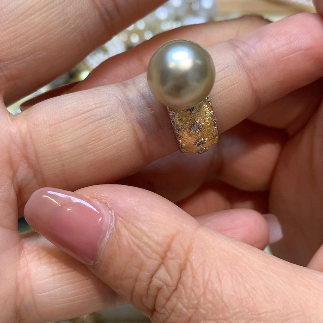 海水珍珠戒指银S925镶嵌