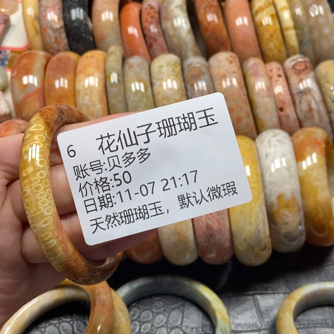 贝***多硅化珊瑚（珊瑚玉）未镶嵌珠宝半成品6