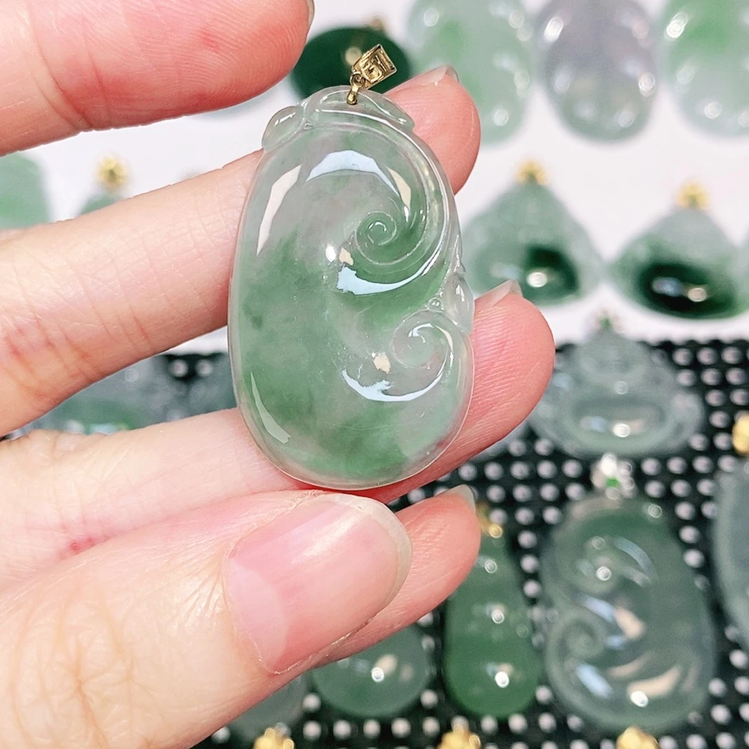 翡翠18K金镶嵌吊坠(不含链)