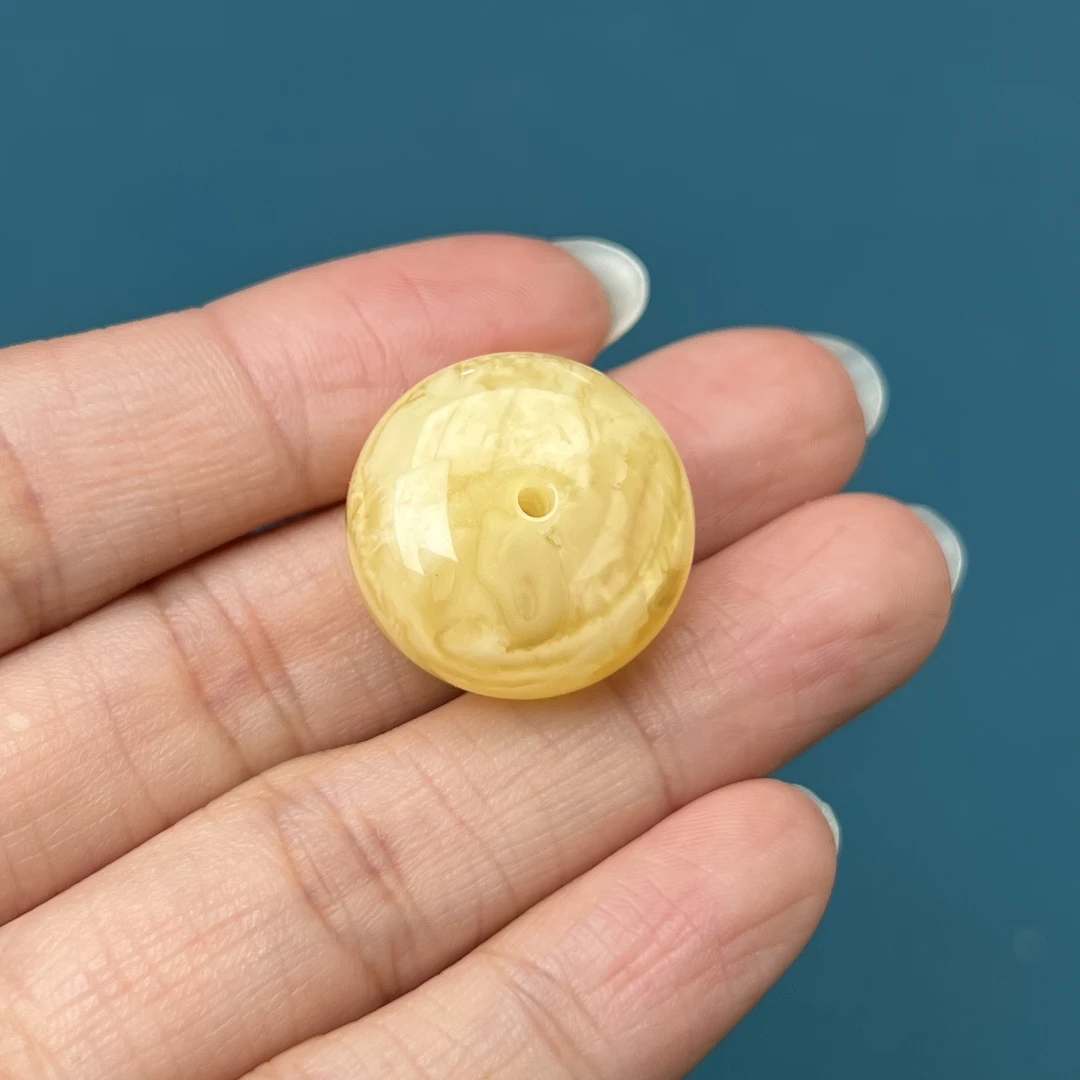 M4382天然原矿蜜蜡 妖花墩子20.3x11mm 3克抖音基地质检发货